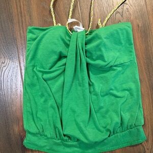 Y2K Green Strapless Tube Top with Braid Straps
